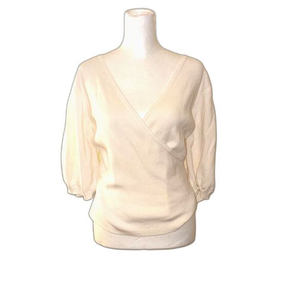 French Connection White Faux Wrap Sweater, XL - Picture 2 of 5